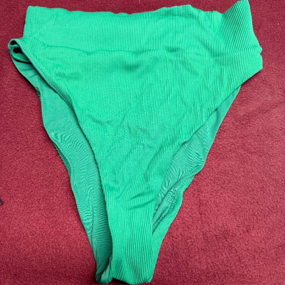 Aerie Swim High Cut Cheeky Bikini Bottom Green Size Medium